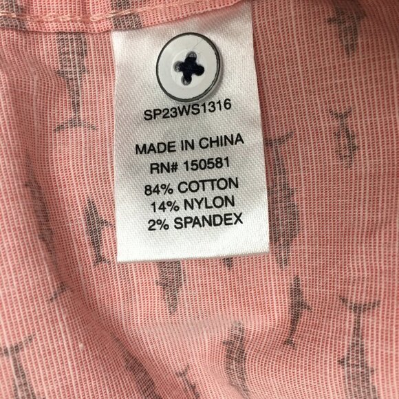 NEW Flag & Anthem Men's Pink Fish Print Shirt Short Sleeves Button Front XXL - Picture 7 of 8